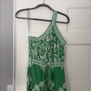 FARM Rio Green Floral One-Shoulder Maxi Dress